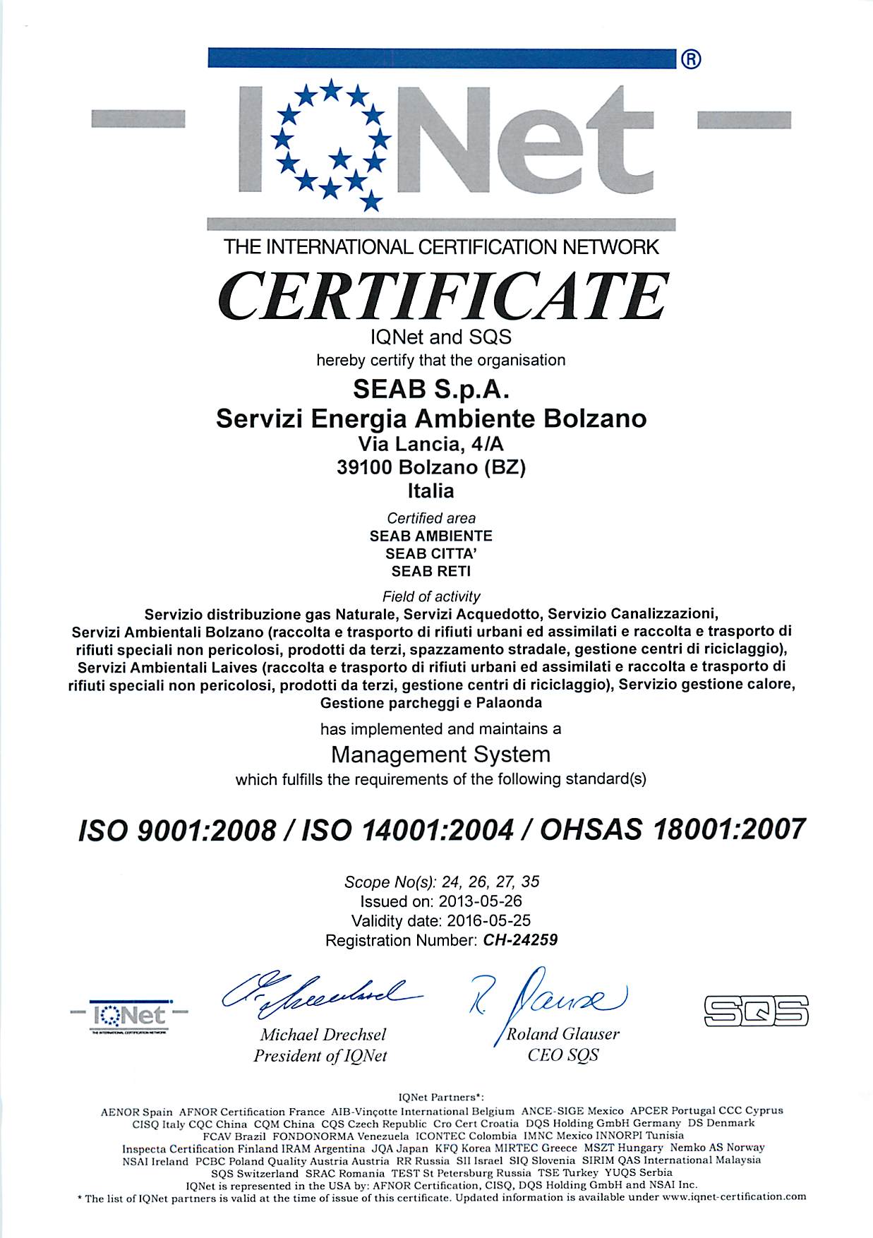 Certificato IQNET